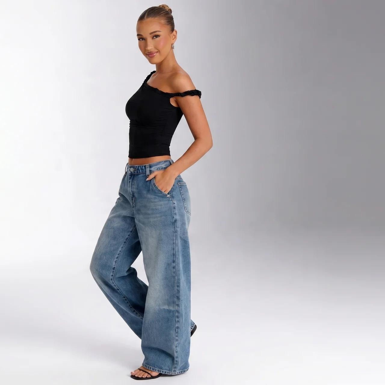 Loose Retro Wide Leg Jeans - VARRA