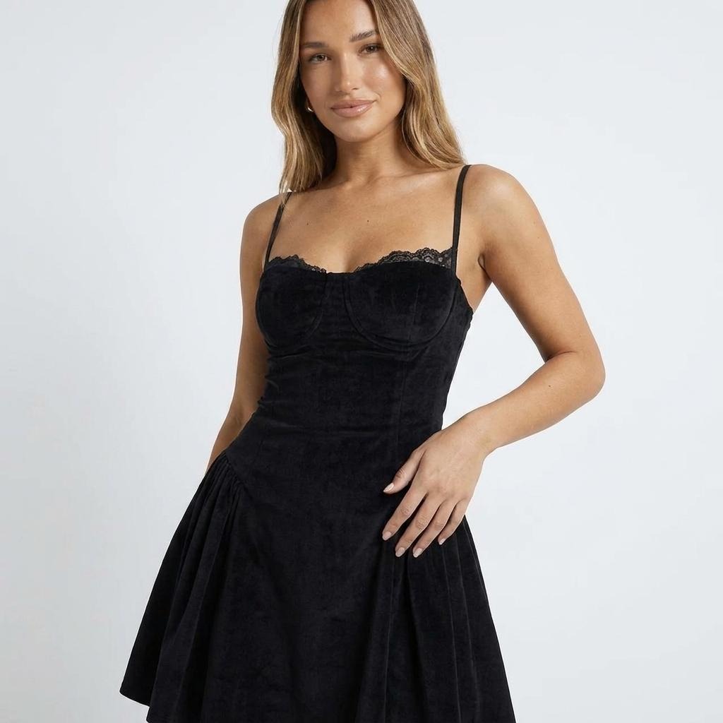 Noir Lace Mini Dress