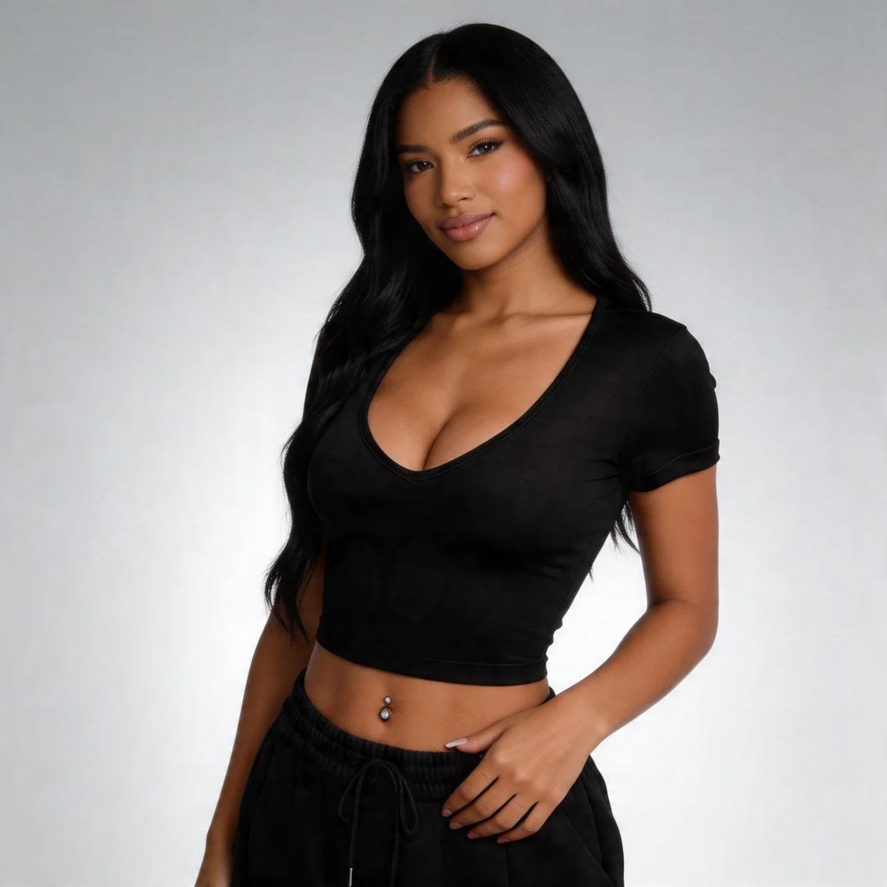 V - Neck Crop T-Shirt - VARRA